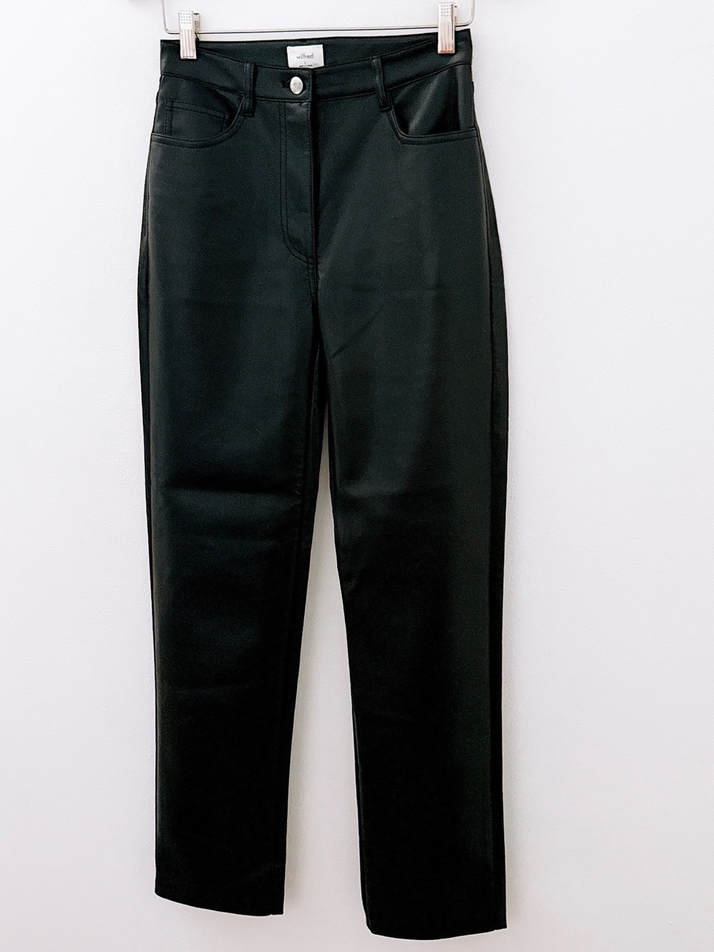 NWT Aritzia Wilfred Faux Leather Pants Melina High Waist Black Minimalist Size 2 - Picture 5 of 11